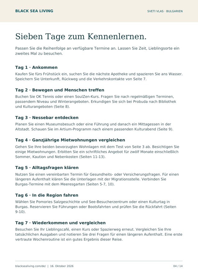 Sieben Tage vor Ort: Vorschau auf Seite 4
